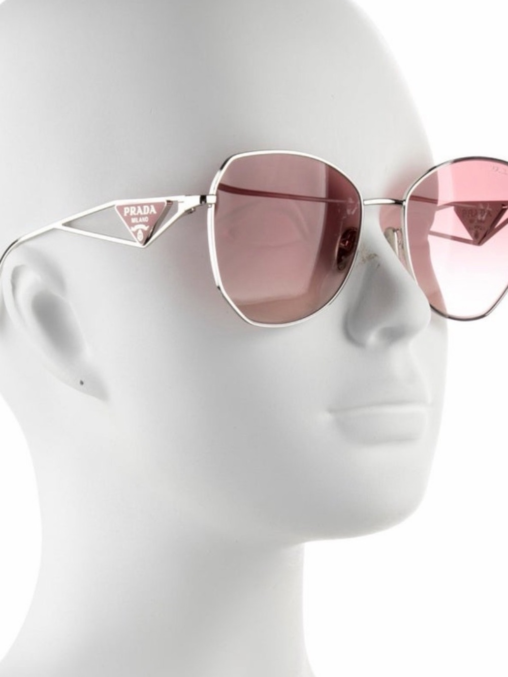 VINTAGE Prada Silver Metal Frame Sunglasses with Radiant Red/ Pink Lenses